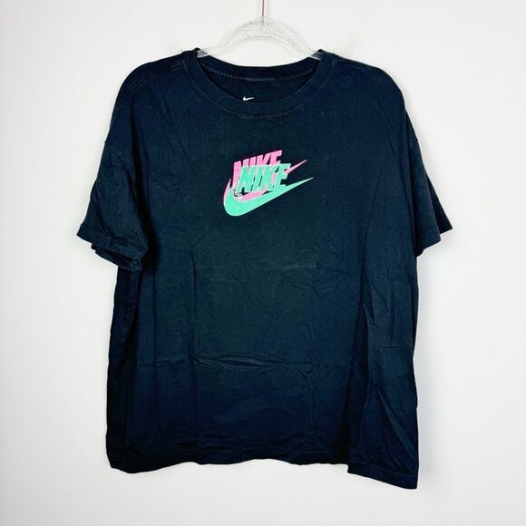 NIKE | Black Pink Green Graphic Logo Short Sleeve Tee Women’s Size X-Large - Picture 1 of 6